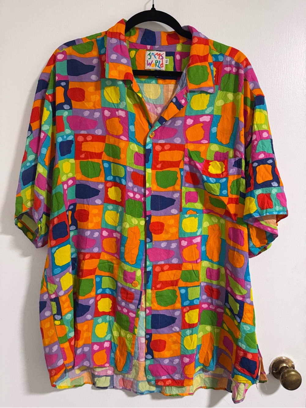 Vintage Jams World Rare Color Block Weird Al Yankovich Aloha Shirt Collectors XL